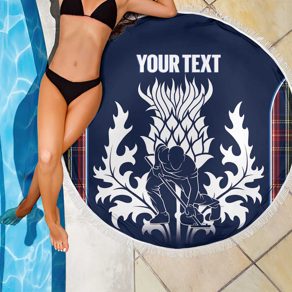 Custom Scotland Curling Beach Blanket Scottish Thistle Mix Tartan Pattern - Wonder Print Shop
