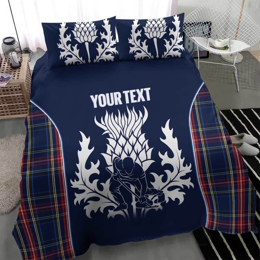 Custom Scotland Curling Bedding Set Scottish Thistle Mix Tartan Pattern - Wonder Print Shop