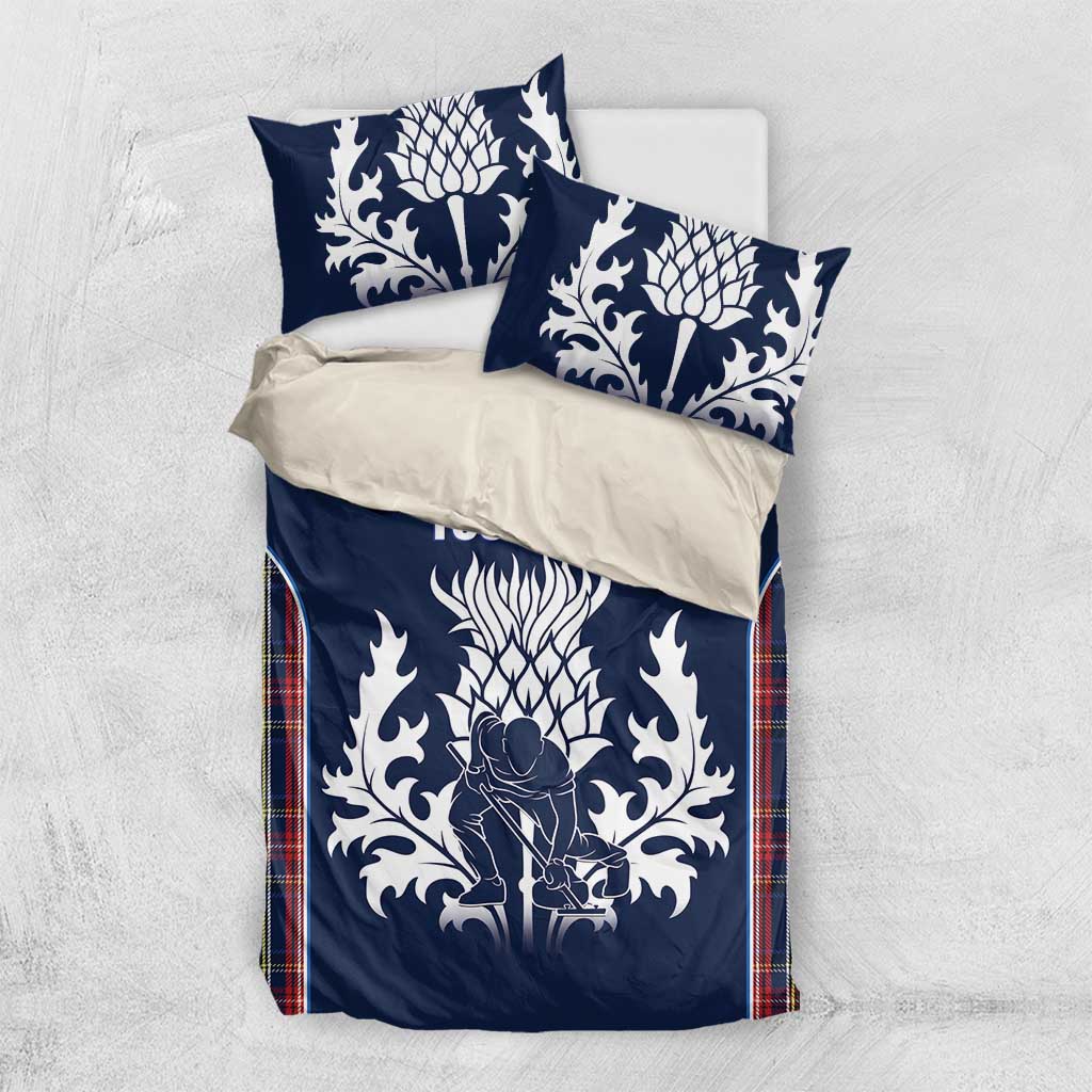Custom Scotland Curling Bedding Set Scottish Thistle Mix Tartan Pattern - Wonder Print Shop