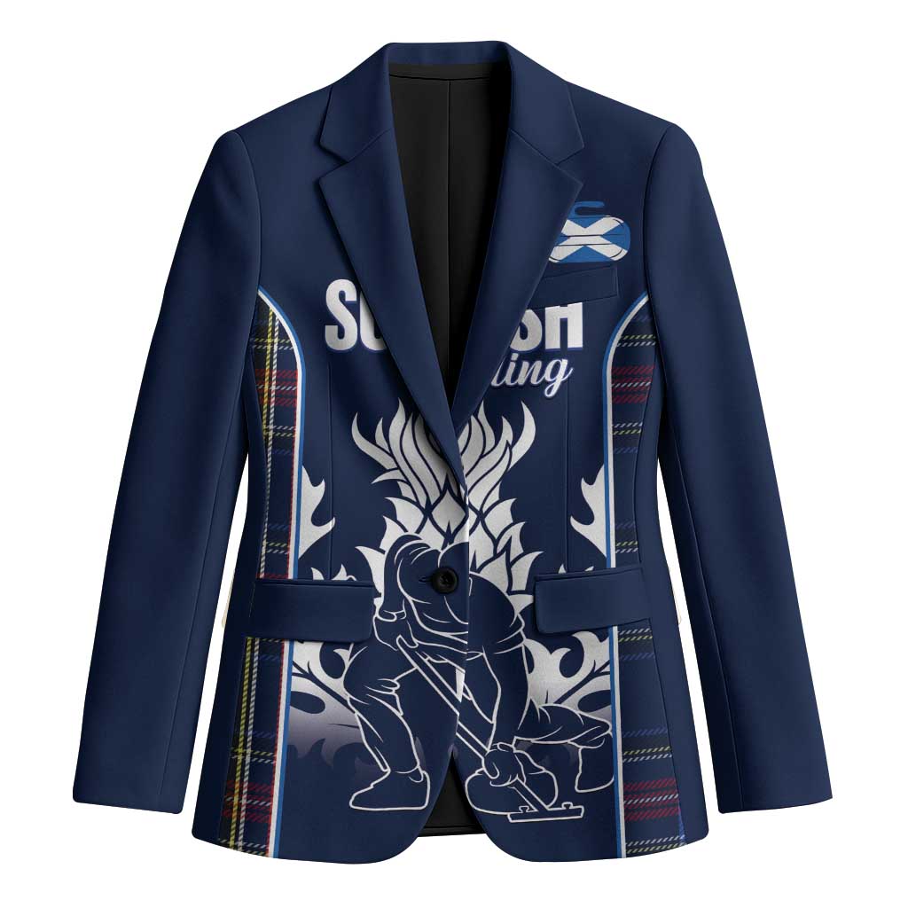 Custom Scotland Curling Blazer Scottish Thistle Mix Tartan Pattern - Wonder Print Shop