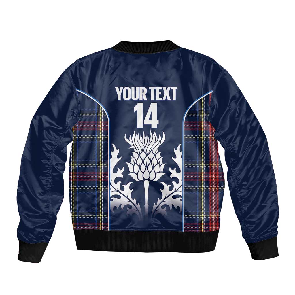 Custom Scotland Curling Bomber Jacket Scottish Thistle Mix Tartan Pattern - Wonder Print Shop