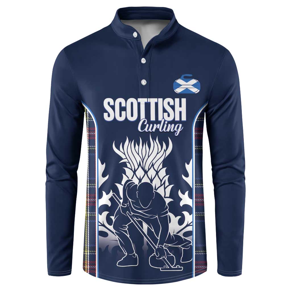Custom Scotland Curling Button Sweatshirt Scottish Thistle Mix Tartan Pattern - Wonder Print Shop