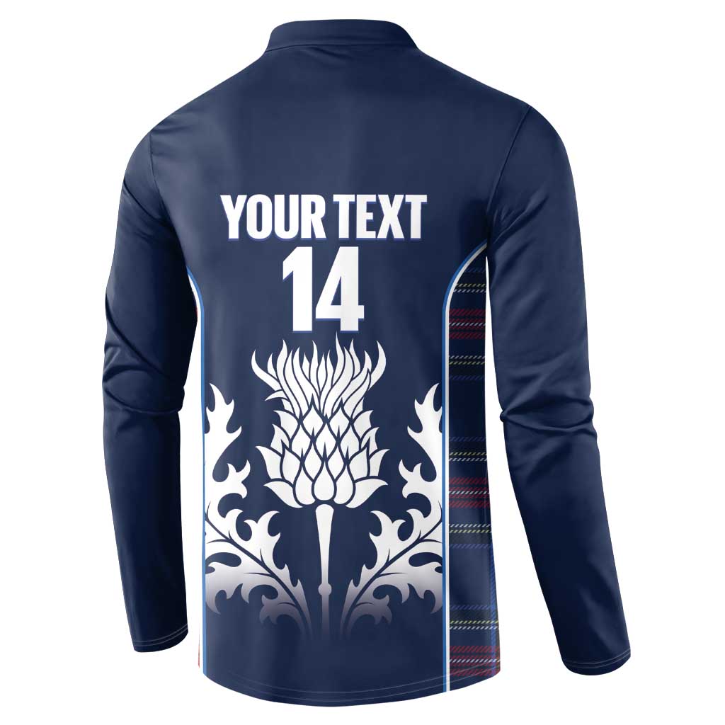 Custom Scotland Curling Button Sweatshirt Scottish Thistle Mix Tartan Pattern - Wonder Print Shop