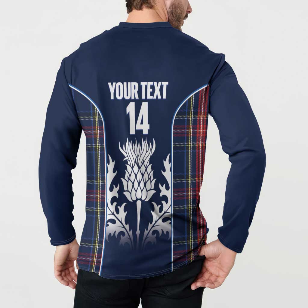 Custom Scotland Curling Button Sweatshirt Scottish Thistle Mix Tartan Pattern - Wonder Print Shop