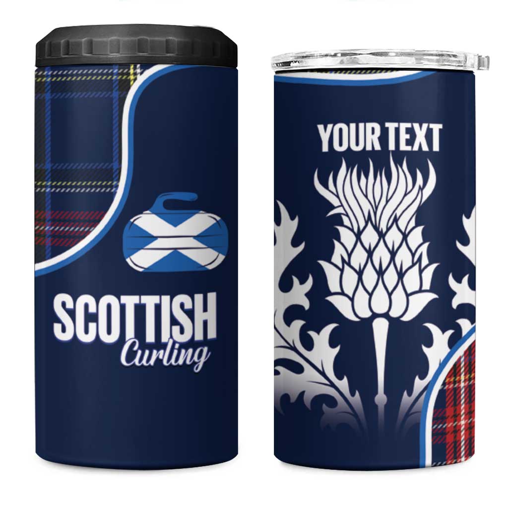 Custom Scotland Curling 4 in 1 Can Cooler Tumbler Scottish Thistle Mix Tartan Pattern - Wonder Print Shop
