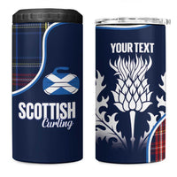 Custom Scotland Curling 4 in 1 Can Cooler Tumbler Scottish Thistle Mix Tartan Pattern - Wonder Print Shop