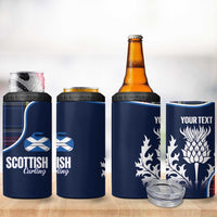 Custom Scotland Curling 4 in 1 Can Cooler Tumbler Scottish Thistle Mix Tartan Pattern - Wonder Print Shop
