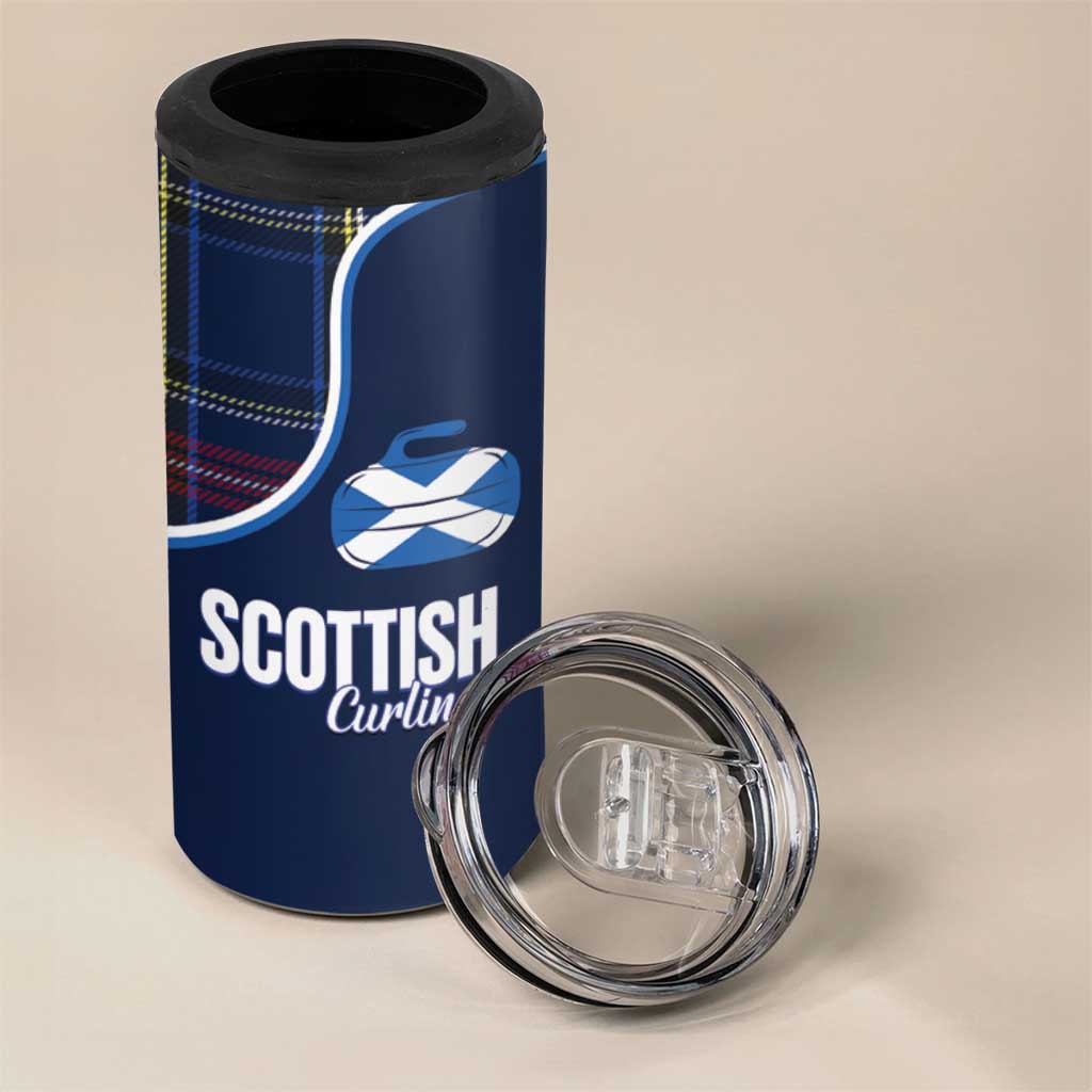 Custom Scotland Curling 4 in 1 Can Cooler Tumbler Scottish Thistle Mix Tartan Pattern - Wonder Print Shop