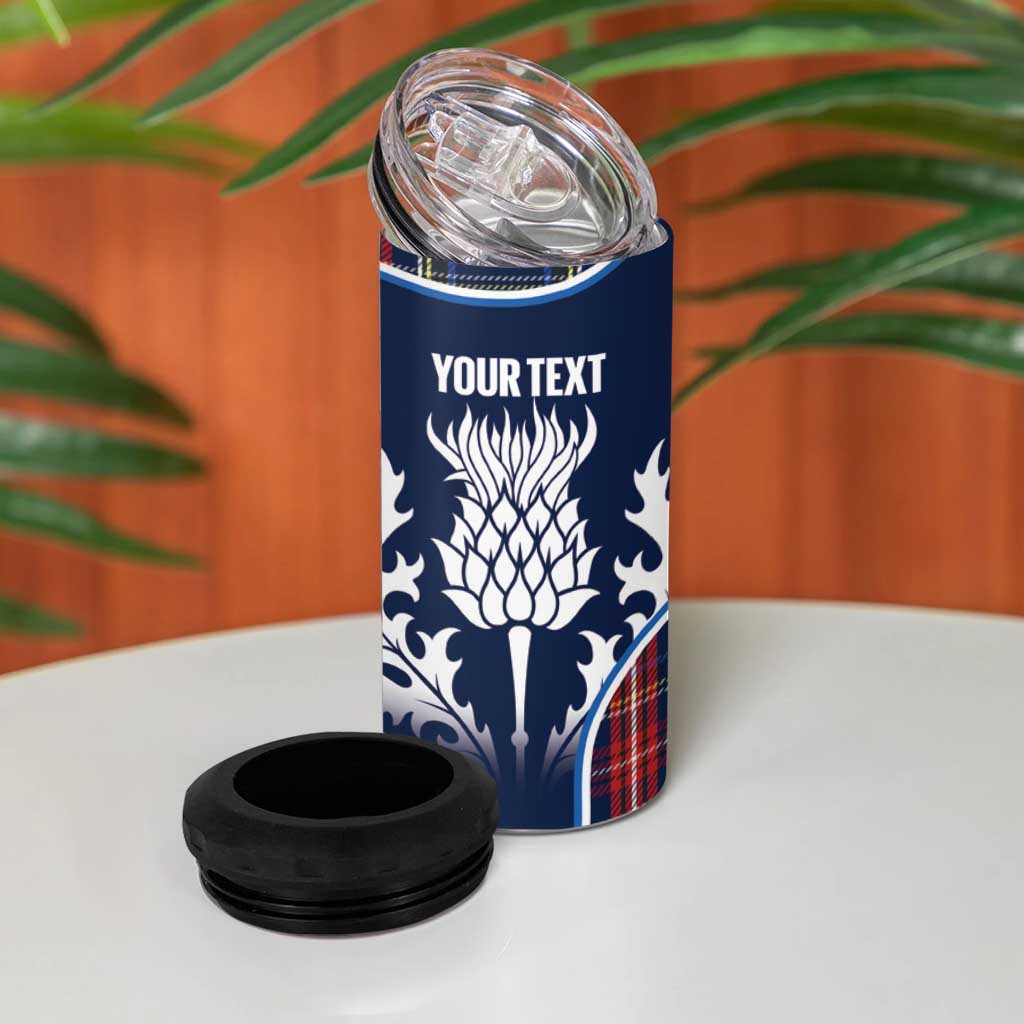 Custom Scotland Curling 4 in 1 Can Cooler Tumbler Scottish Thistle Mix Tartan Pattern - Wonder Print Shop