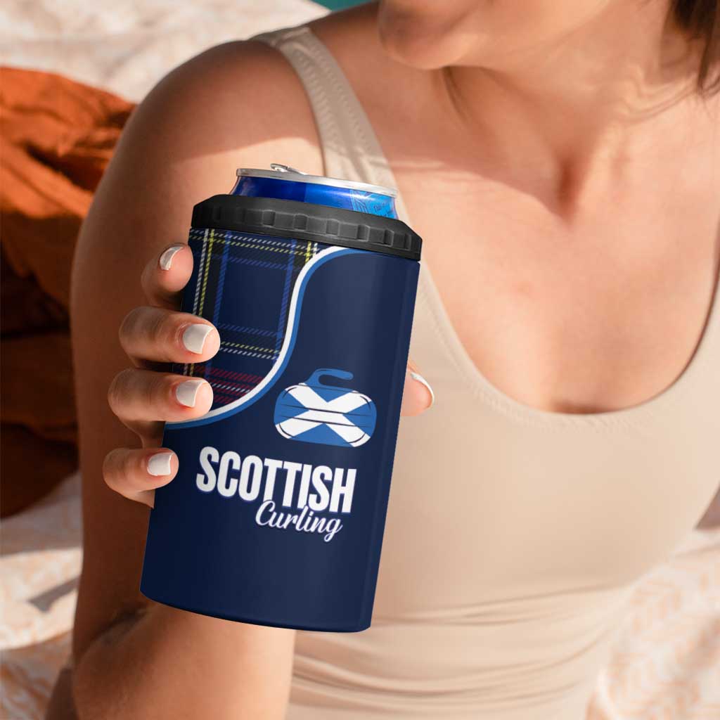 Custom Scotland Curling 4 in 1 Can Cooler Tumbler Scottish Thistle Mix Tartan Pattern - Wonder Print Shop