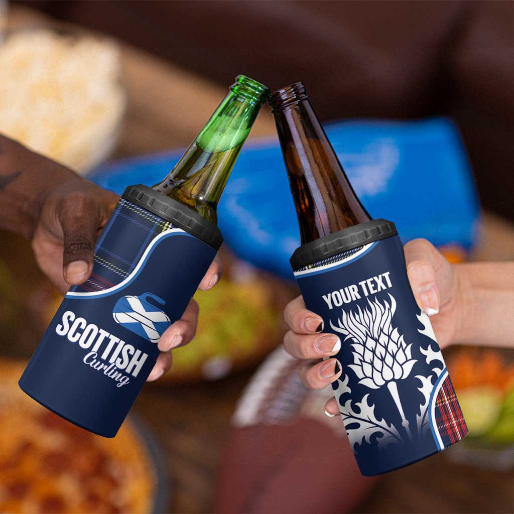 Custom Scotland Curling 4 in 1 Can Cooler Tumbler Scottish Thistle Mix Tartan Pattern - Wonder Print Shop