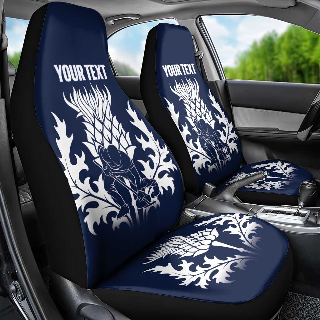 Custom Scotland Curling Car Seat Cover Scottish Thistle Mix Tartan Pattern - Wonder Print Shop
