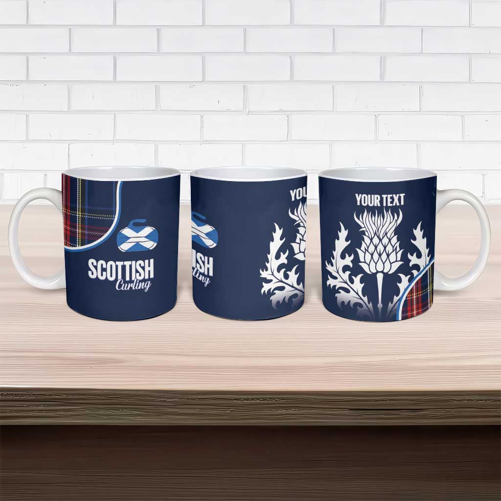 Custom Scotland Curling Ceramic Mug Scottish Thistle Mix Tartan Pattern - Wonder Print Shop