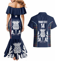 Custom Scotland Curling Couples Matching Mermaid Dress and Hawaiian Shirt Scottish Thistle Mix Tartan Pattern - Wonder Print Shop