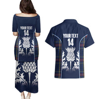 Custom Scotland Curling Couples Matching Puletasi and Hawaiian Shirt Scottish Thistle Mix Tartan Pattern - Wonder Print Shop
