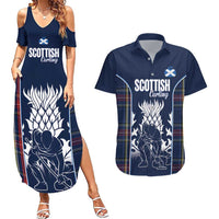 Custom Scotland Curling Couples Matching Summer Maxi Dress and Hawaiian Shirt Scottish Thistle Mix Tartan Pattern - Wonder Print Shop