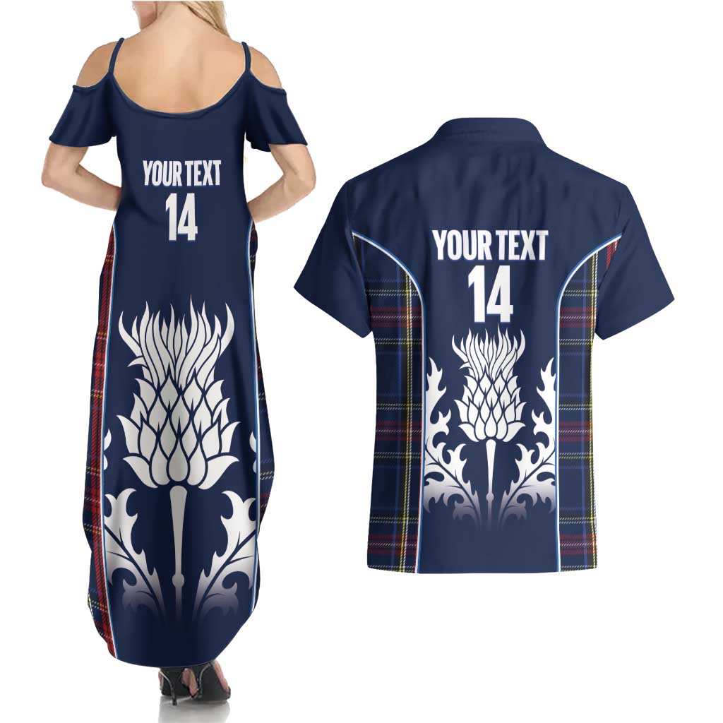 Custom Scotland Curling Couples Matching Summer Maxi Dress and Hawaiian Shirt Scottish Thistle Mix Tartan Pattern - Wonder Print Shop