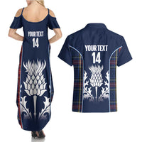 Custom Scotland Curling Couples Matching Summer Maxi Dress and Hawaiian Shirt Scottish Thistle Mix Tartan Pattern - Wonder Print Shop