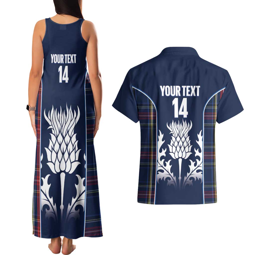 Custom Scotland Curling Couples Matching Tank Maxi Dress and Hawaiian Shirt Scottish Thistle Mix Tartan Pattern - Wonder Print Shop