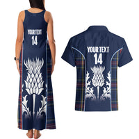Custom Scotland Curling Couples Matching Tank Maxi Dress and Hawaiian Shirt Scottish Thistle Mix Tartan Pattern - Wonder Print Shop