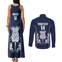 Custom Scotland Curling Couples Matching Tank Maxi Dress and Long Sleeve Button Shirt Scottish Thistle Mix Tartan Pattern - Wonder Print Shop