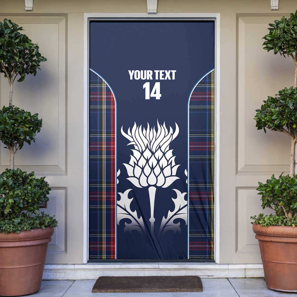 Custom Scotland Curling Door Cover Scottish Thistle Mix Tartan Pattern - Wonder Print Shop