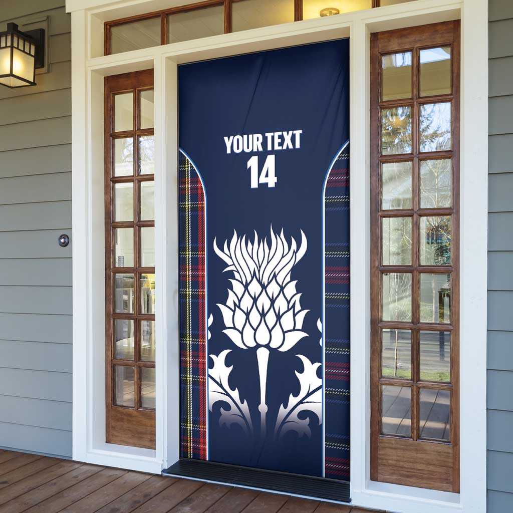 Custom Scotland Curling Door Cover Scottish Thistle Mix Tartan Pattern - Wonder Print Shop