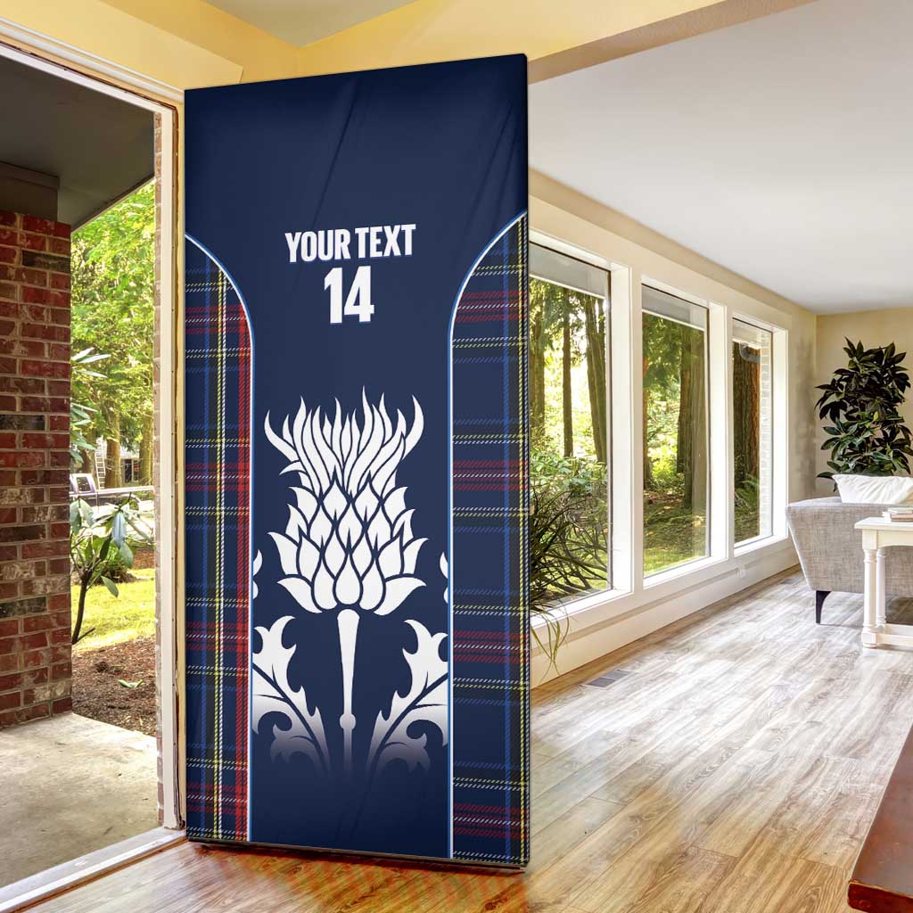 Custom Scotland Curling Door Cover Scottish Thistle Mix Tartan Pattern - Wonder Print Shop