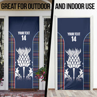 Custom Scotland Curling Door Cover Scottish Thistle Mix Tartan Pattern - Wonder Print Shop