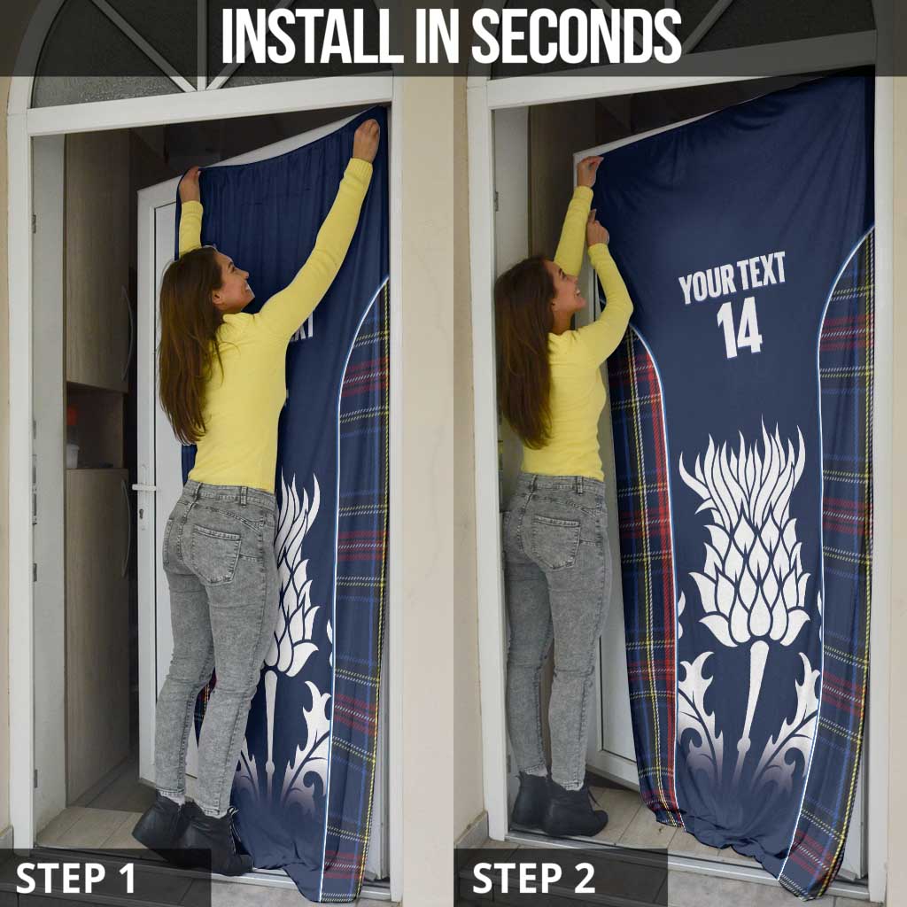 Custom Scotland Curling Door Cover Scottish Thistle Mix Tartan Pattern - Wonder Print Shop