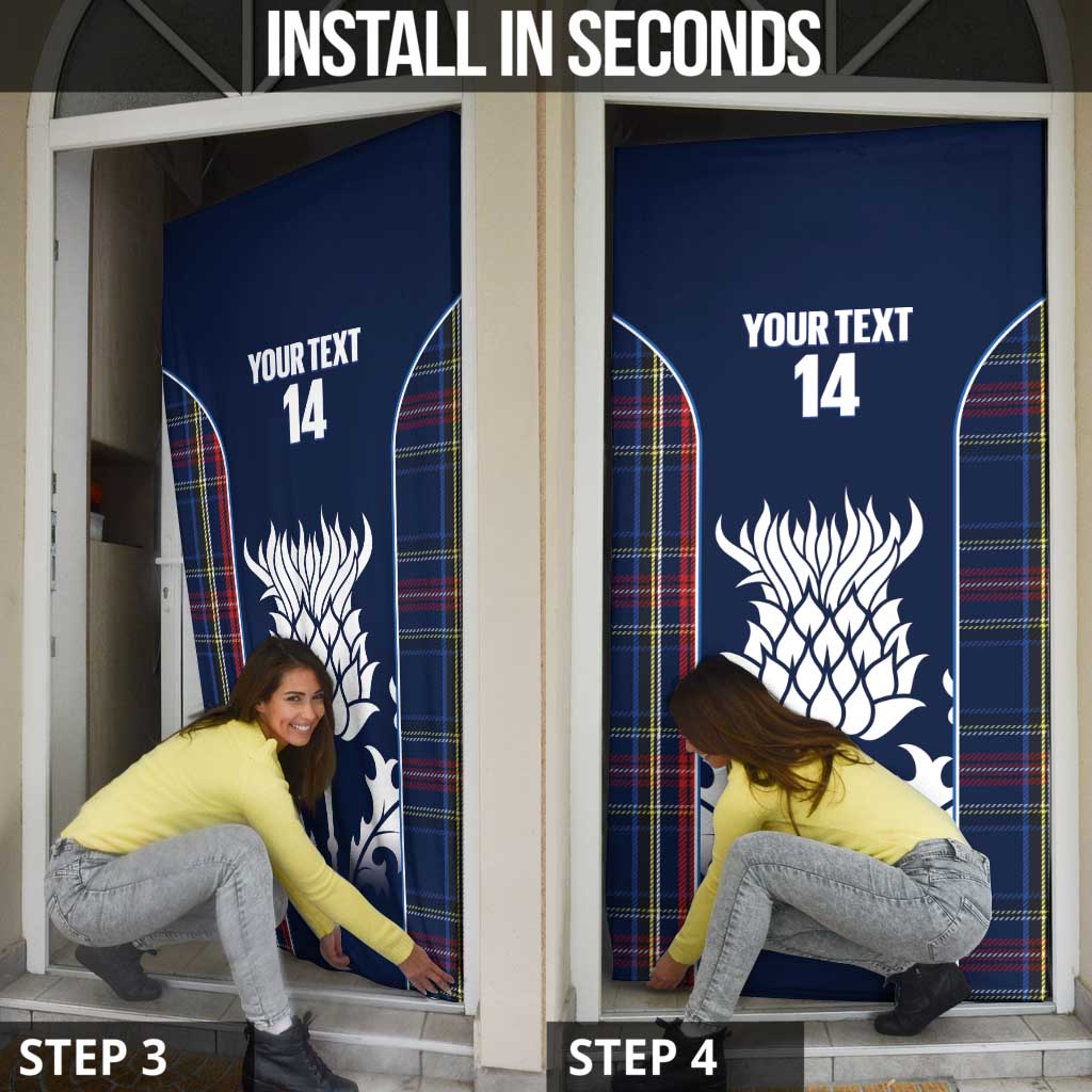 Custom Scotland Curling Door Cover Scottish Thistle Mix Tartan Pattern - Wonder Print Shop