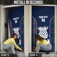 Custom Scotland Curling Door Cover Scottish Thistle Mix Tartan Pattern - Wonder Print Shop