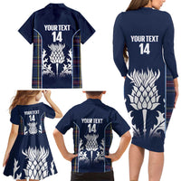 Custom Scotland Curling Family Matching Long Sleeve Bodycon Dress and Hawaiian Shirt Scottish Thistle Mix Tartan Pattern - Wonder Print Shop