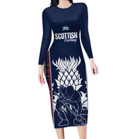 Custom Scotland Curling Family Matching Long Sleeve Bodycon Dress and Hawaiian Shirt Scottish Thistle Mix Tartan Pattern - Wonder Print Shop