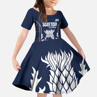 Custom Scotland Curling Family Matching Off The Shoulder Long Sleeve Dress and Hawaiian Shirt Scottish Thistle Mix Tartan Pattern - Wonder Print Shop
