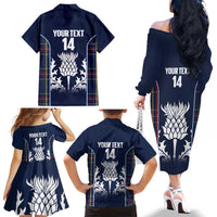 Custom Scotland Curling Family Matching Off The Shoulder Long Sleeve Dress and Hawaiian Shirt Scottish Thistle Mix Tartan Pattern - Wonder Print Shop