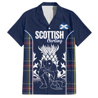 Custom Scotland Curling Family Matching Off The Shoulder Long Sleeve Dress and Hawaiian Shirt Scottish Thistle Mix Tartan Pattern - Wonder Print Shop