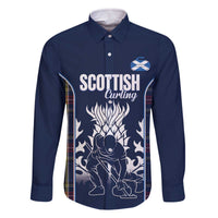 Custom Scotland Curling Family Matching Off The Shoulder Long Sleeve Dress and Hawaiian Shirt Scottish Thistle Mix Tartan Pattern - Wonder Print Shop