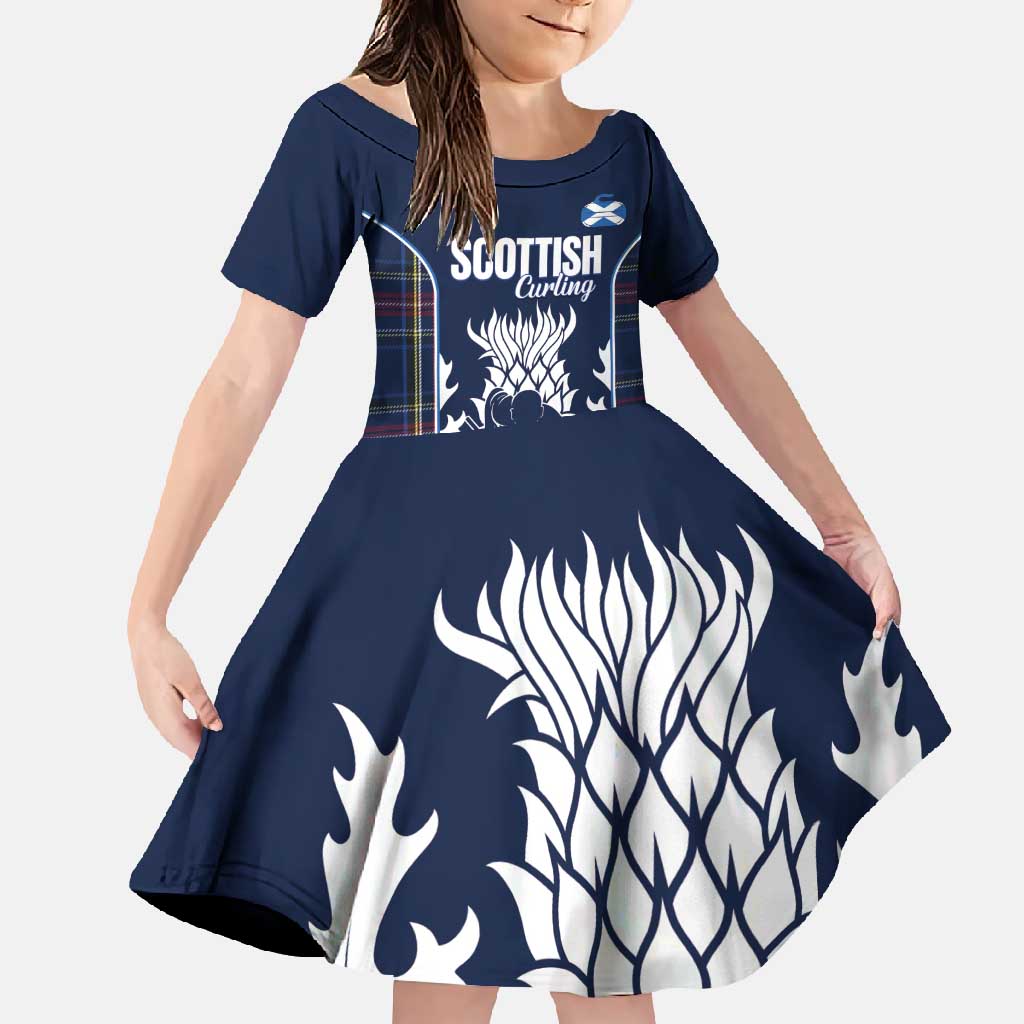Custom Scotland Curling Family Matching Off Shoulder Maxi Dress and Hawaiian Shirt Scottish Thistle Mix Tartan Pattern - Wonder Print Shop