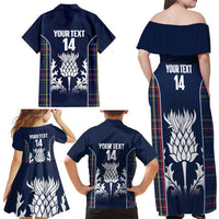 Custom Scotland Curling Family Matching Off Shoulder Maxi Dress and Hawaiian Shirt Scottish Thistle Mix Tartan Pattern - Wonder Print Shop