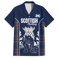 Custom Scotland Curling Family Matching Off Shoulder Short Dress and Hawaiian Shirt Scottish Thistle Mix Tartan Pattern - Wonder Print Shop
