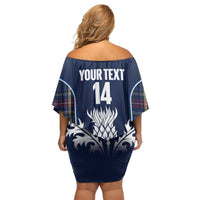 Custom Scotland Curling Family Matching Off Shoulder Short Dress and Hawaiian Shirt Scottish Thistle Mix Tartan Pattern - Wonder Print Shop