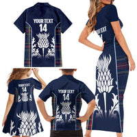 Custom Scotland Curling Family Matching Short Sleeve Bodycon Dress and Hawaiian Shirt Scottish Thistle Mix Tartan Pattern - Wonder Print Shop