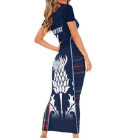 Custom Scotland Curling Family Matching Short Sleeve Bodycon Dress and Hawaiian Shirt Scottish Thistle Mix Tartan Pattern - Wonder Print Shop