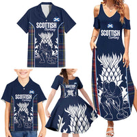 Custom Scotland Curling Family Matching Summer Maxi Dress and Hawaiian Shirt Scottish Thistle Mix Tartan Pattern - Wonder Print Shop
