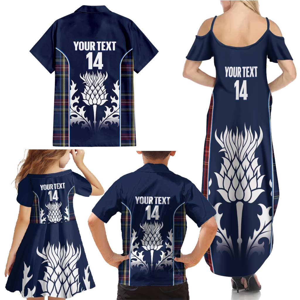Custom Scotland Curling Family Matching Summer Maxi Dress and Hawaiian Shirt Scottish Thistle Mix Tartan Pattern - Wonder Print Shop