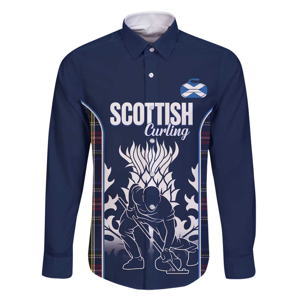 Custom Scotland Curling Family Matching Summer Maxi Dress and Hawaiian Shirt Scottish Thistle Mix Tartan Pattern - Wonder Print Shop