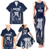 Custom Scotland Curling Family Matching Tank Maxi Dress and Hawaiian Shirt Scottish Thistle Mix Tartan Pattern - Wonder Print Shop