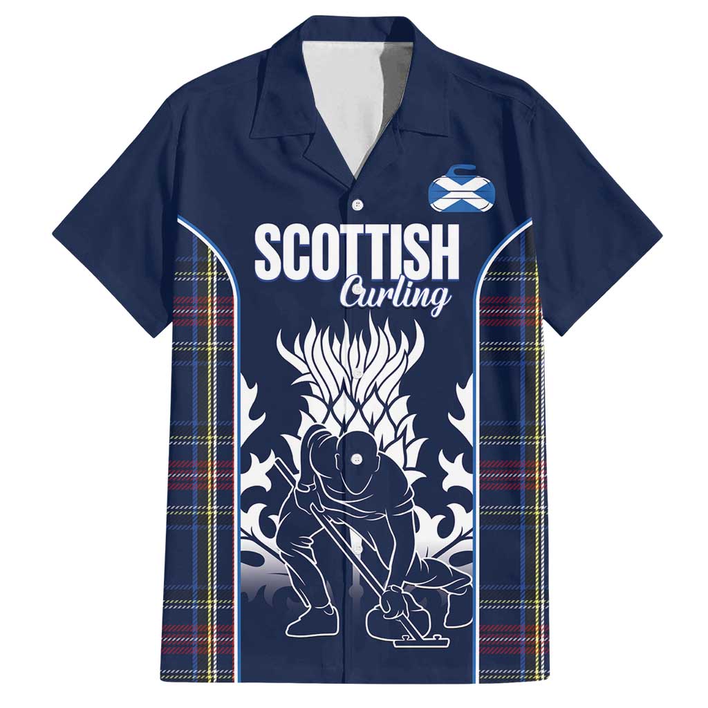 Custom Scotland Curling Family Matching Tank Maxi Dress and Hawaiian Shirt Scottish Thistle Mix Tartan Pattern - Wonder Print Shop