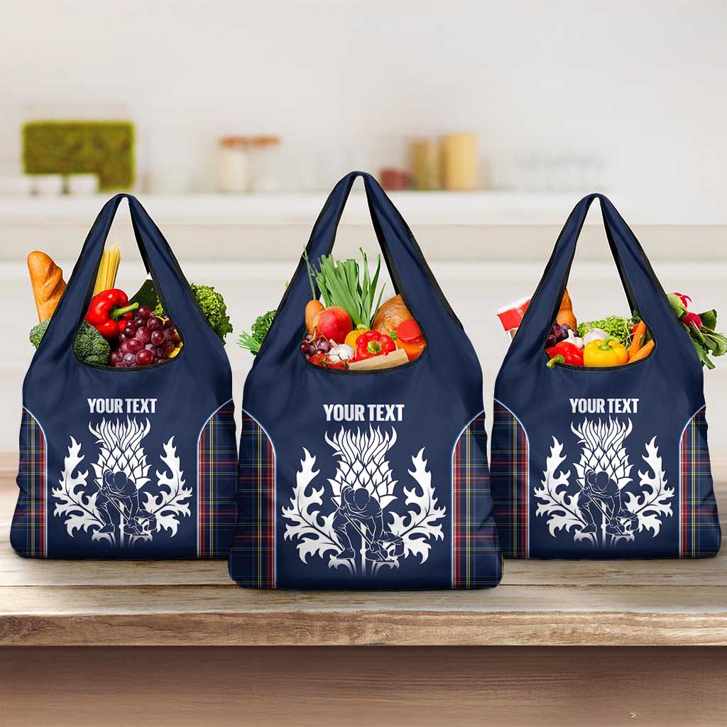Custom Scotland Curling Grocery Bag Scottish Thistle Mix Tartan Pattern - Wonder Print Shop